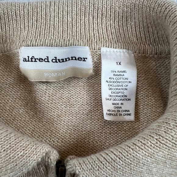 Alfred Dunner Full Zip Fall Cardigan Women's 1X Tan Cottagecore Leaves Beaded - Picture 3 of 7